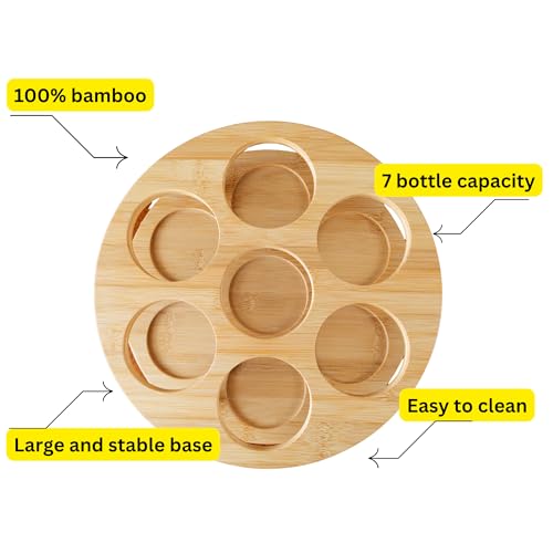 Moonkasa Coffee Syrup Organizer, 7 Bottles Capacity Syrup Bottle Holder Stand, Ideal for Countertop, Coffee Bar Organization or as a Wine Holder