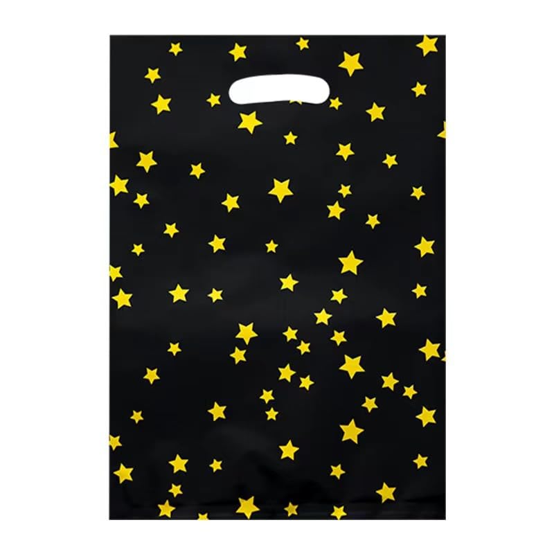 Kiorevy 20 Pcs Black and Gold Cute Star Party Favors Bags Goodie Bags Goody Bags Treat Bags for Birthday Graduation Baby Shower Christmas New Year Party Decorations Supplies