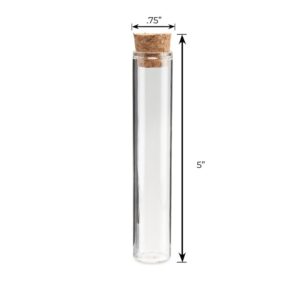 Loud Lock Glass Tubes Cork Top – 100 Count Durable Translucent Clear Glass Storage Tube with Cork Cap – Airtight Smell Proof Container – Lightweight Glass Child Safe Bottles - Glass Test Tube Vials