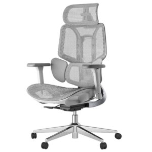 hbada e3 air ergonomic office chair, big and tall office chair - with 3-zone dynamic lumbar support, 3d adjustable headrest, 3d adjustable armrests, swivel computer chair, grey(no footrest)