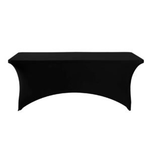 Fokitut 6 Pack Spandex Table Cover for 6FT Table Universal Fitted Stretch Tablecloth for Party, Banquet, Wedding and Events-Black