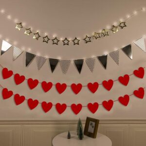 Red Heart Garland Valentines Day Garland Pack of 20 No DIY Heart Banner Garland Valentine Garland for Valentines Hanging Decor Valentine Party Decorations Galentines Day Decorations