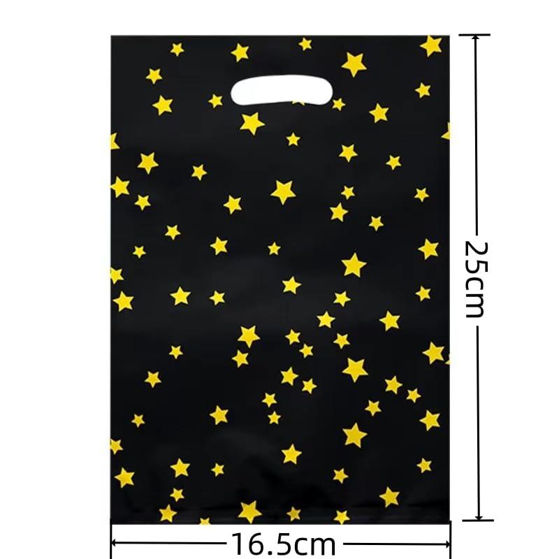 Kiorevy 20 Pcs Black and Gold Cute Star Party Favors Bags Goodie Bags Goody Bags Treat Bags for Birthday Graduation Baby Shower Christmas New Year Party Decorations Supplies