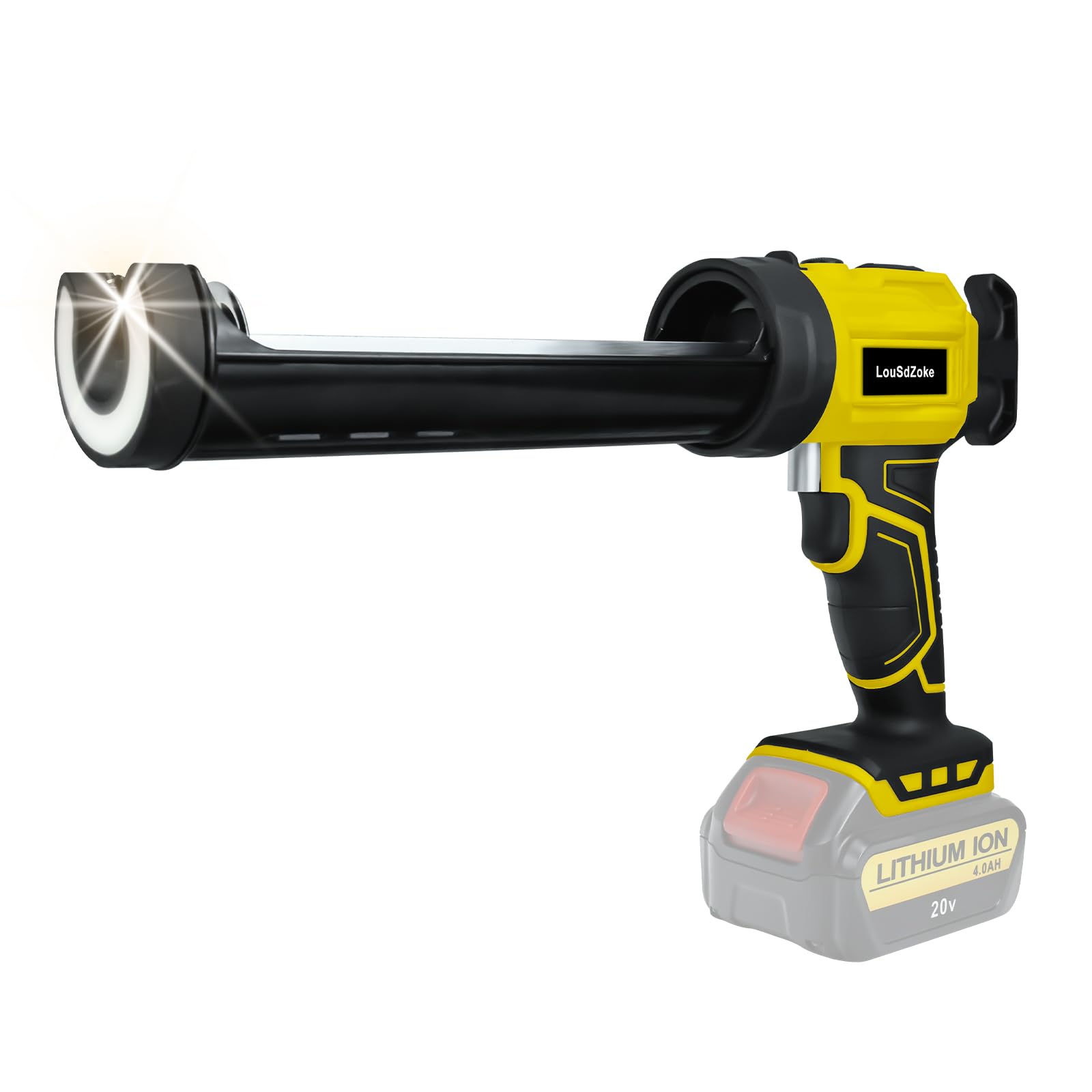 Cordless Caulking Gun for DeWalt 20V Max Battery, 10 Oz/300ml Electric Silicone Gun,with LED Light,4 Adjustable Speed for Filling, Sealing, Repair