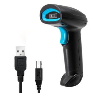 ahanin barcode scanner 1d 2d qr usb wired&2.4g wireless handheld bar code reader compact with battery level indicator digital printed plug and play (usb wired)