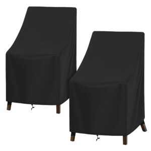 sunpatio outdoor high back chair covers waterproof, 2 pack stackable patio chair covers with windproof straps, outdoor patio furniture covers all weather protection, 27" x 30" x 42", black