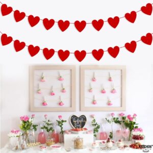 Red Heart Garland Valentines Day Garland Pack of 20 No DIY Heart Banner Garland Valentine Garland for Valentines Hanging Decor Valentine Party Decorations Galentines Day Decorations