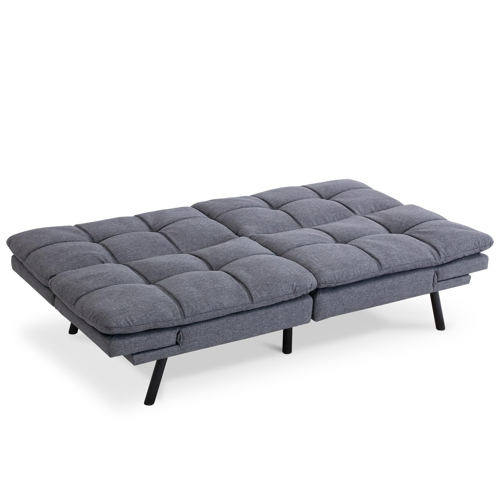 Hcore Futon Bed, Mid-Century Modern Memory Foam Loveseat Sofas, French Grey