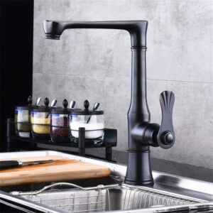 Black Kitchen Faucet, All Copper Bathtub Washbasin, Wash Basin, Bathroom, Hot and Cold Mixer Mixer, Swivel Can Be Rotated,Ancient Times (Color : Ancient Times)