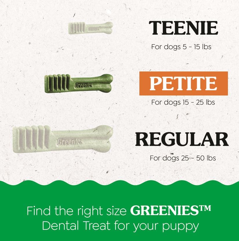 Greenies Puppy Petite Size Natural Dental Dog Treats, 6 oz. Pack (10 Treats)