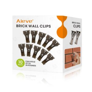 aieve brick wall clips, 10 pack brick hooks brick hangers for hanging outdoors no drill, fit 2-1/4 to 2-2/5inch wall