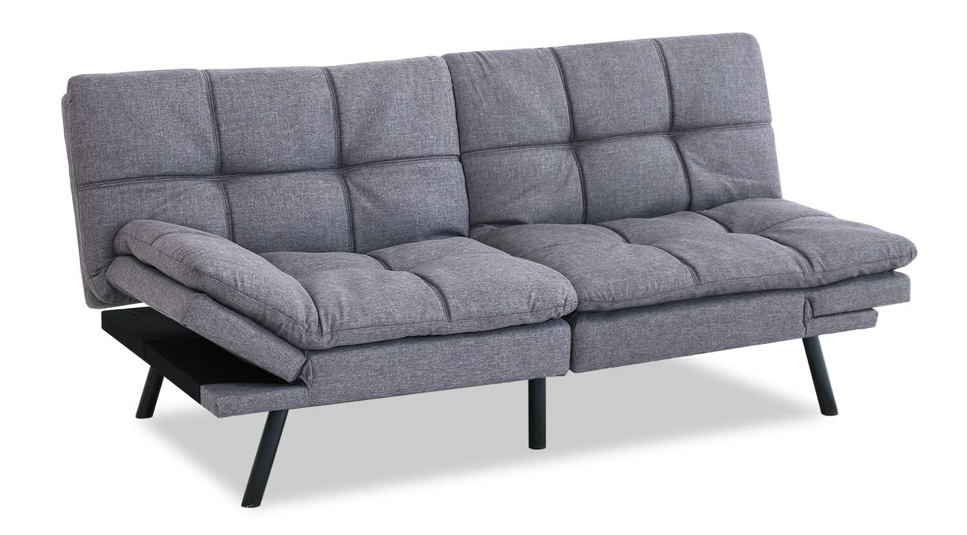 Hcore Futon Bed, Mid-Century Modern Memory Foam Loveseat Sofas, French Grey