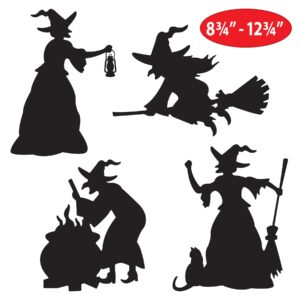 Beistle 8 Piece Black Witch Silhouette Cutouts, Halloween Party Decorations