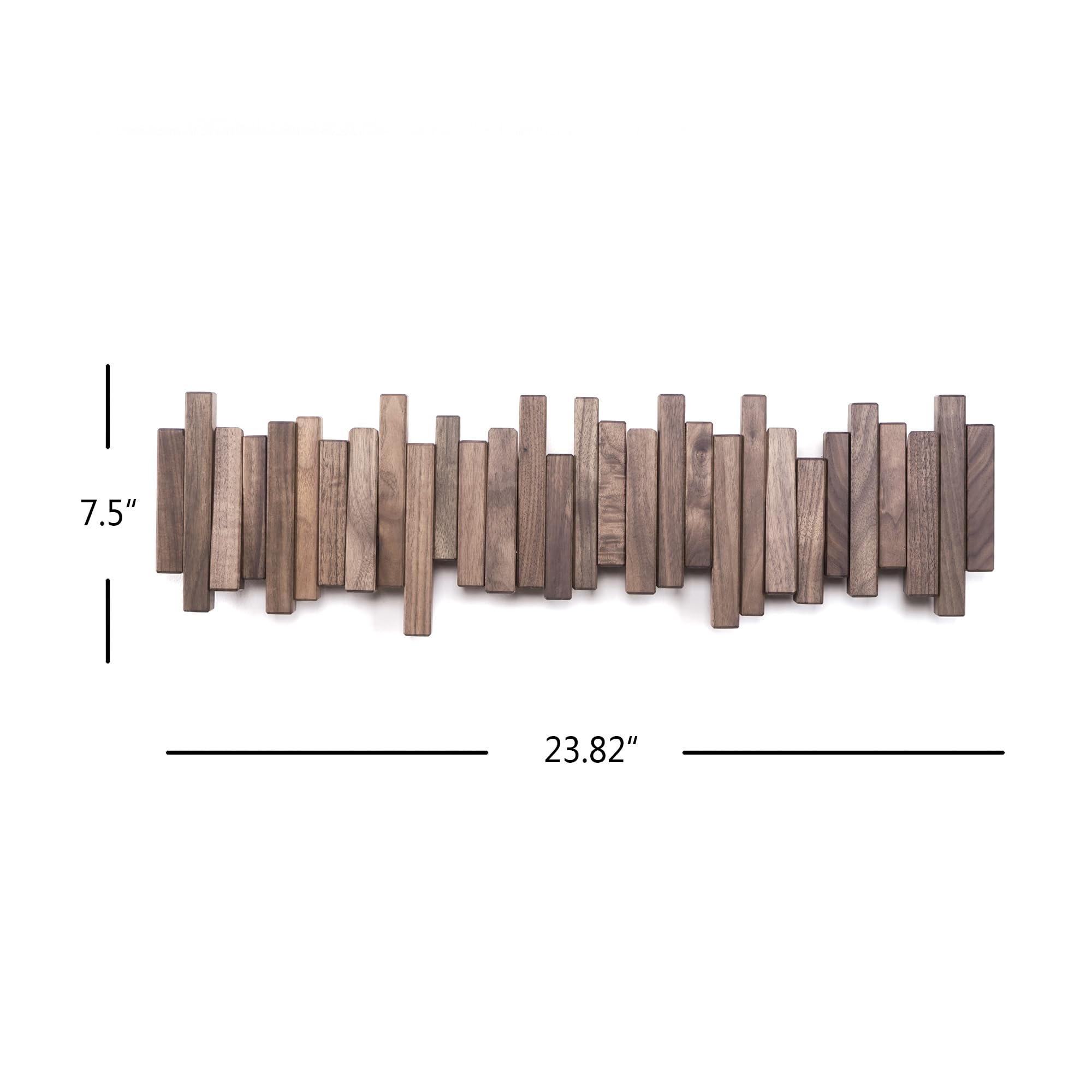 Acsigesn Wooden Coat Rack Wall Mounted Sticks Multi Rack Solid Handmade Natural Walnut Wood Artwork with 6 Flip-Down Unique Modern Hooks for Coats Bag Hat Umbrella