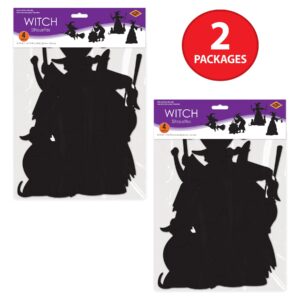 Beistle 8 Piece Black Witch Silhouette Cutouts, Halloween Party Decorations