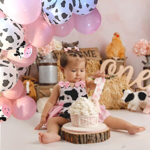 Cow Print Balloons Set, 12Inch 60pcs Pink White Cow Balloons Cow Print Balloons Cow and Pink Balloons For Girl Bithday Baby Shower Farm Animals Cow Themed Party Decoration