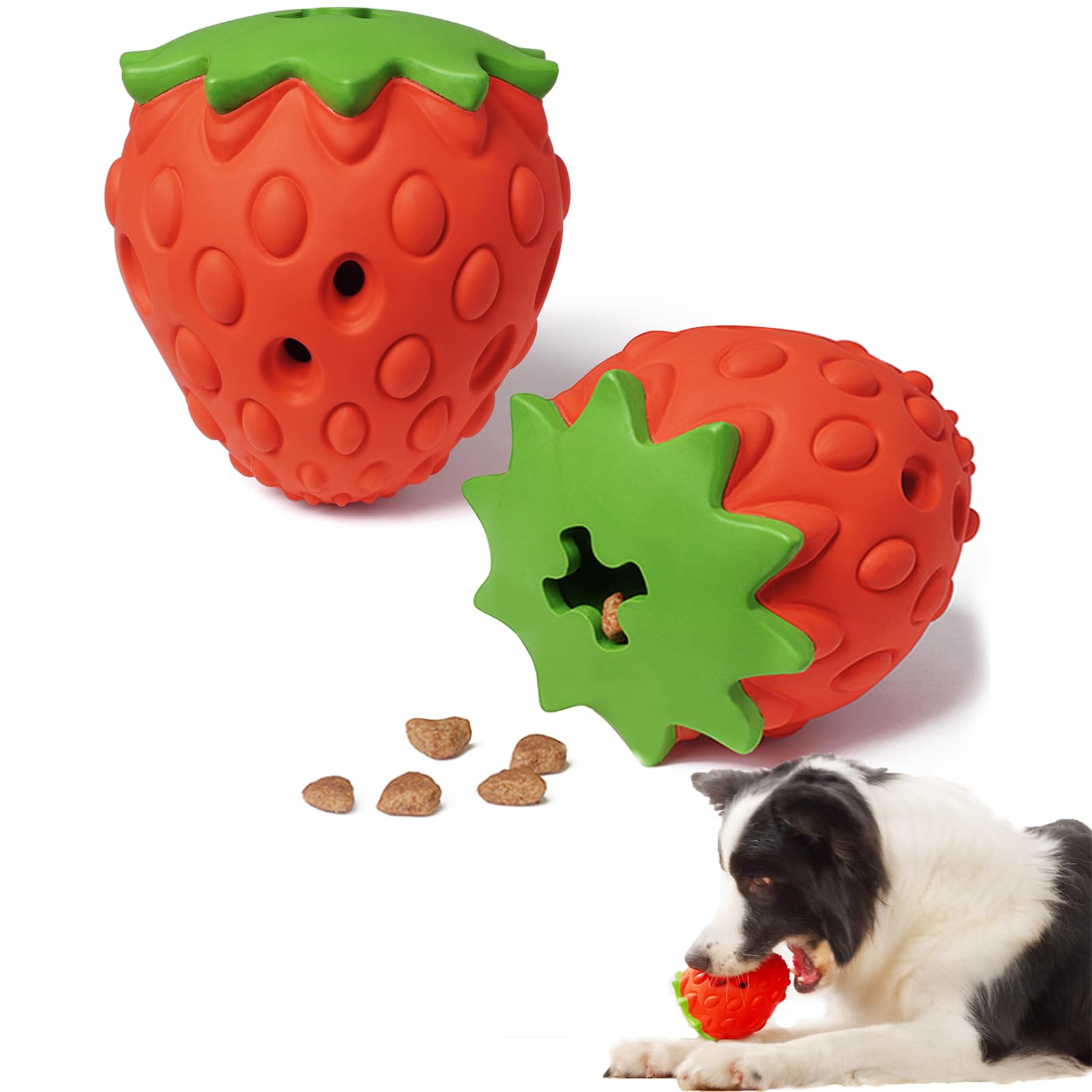 MITOCAPY Strawberry Dog Puzzle Toy, Interactive Dog Toys for Small Medium Large Dogs, Treat Dispensing Dog Toys, Dog Chew Toys for Moderate Chewers, Dog (Red)