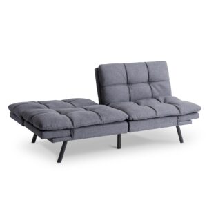 Hcore Futon Bed, Mid-Century Modern Memory Foam Loveseat Sofas, French Grey