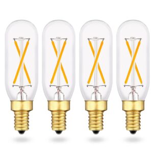 Vintage Dimmable T6 LED Bulb, 25W Equivalent/ 2 Watt, Antique E12 Edison Candelabra Light Bulbs, 2700K Soft Warm White T8/T25 Small Tubular Chandelier Lamp, 4 Pack