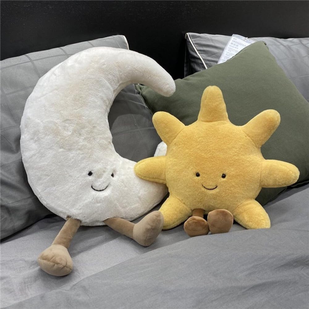 NatureMan Sun Shaped Plush Toys Amuseable Sun Moon Stuffed Animal Plushie Doll Toys Room Decoration Gift for Kids Children (Moon)