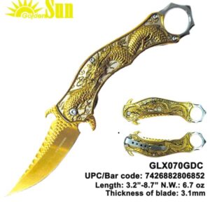 2 pieces Dragon knives gold and rainbow GLX070MIX