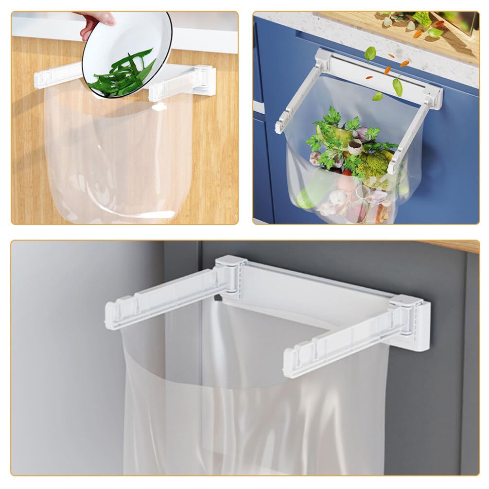 Cabilock Waste Bag Holders Hanging Trash Bag Holder Foldable Plastic Garbage Bag Holder Kitchen Towel Rail Rack for Kitchen Cabinet Door Cupboard Trash Bag Hanging Rack