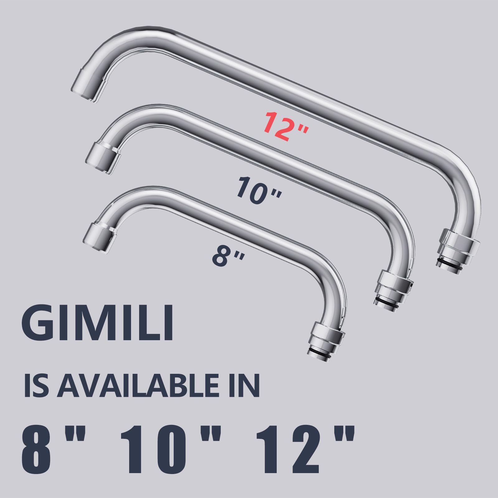 GIMILI Wall Mount Commercial Sink Faucet with 12” Swivel Spout Polish Chrome Brass Utility Sink Faucet for Kitchen Laundry Restaurant Industrial Compartment Sink（Include 90 Degree Adapters）