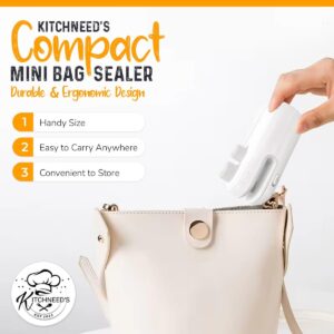 KITCHNEED'S MINI BAG SEALER, Preserve Freshness and Reduce Food Waste,2-in-1 Sealer & Cutter, Rechargeable, Quick and Easy.