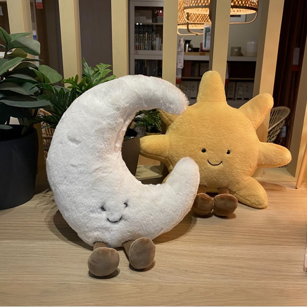 NatureMan Sun Shaped Plush Toys Amuseable Sun Moon Stuffed Animal Plushie Doll Toys Room Decoration Gift for Kids Children (Moon)