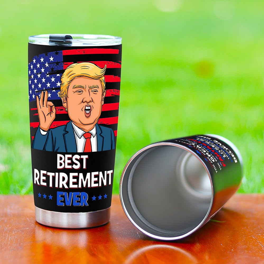 AREOK Best Retirement Gifts for Men, Happy Retirement Gifts - Funny Retired Gifts for Men, Coworker Leaving Farewell Going Away Gifts for Coworkers Friends, 20 OZ Retirement Tumbler Cup, Black