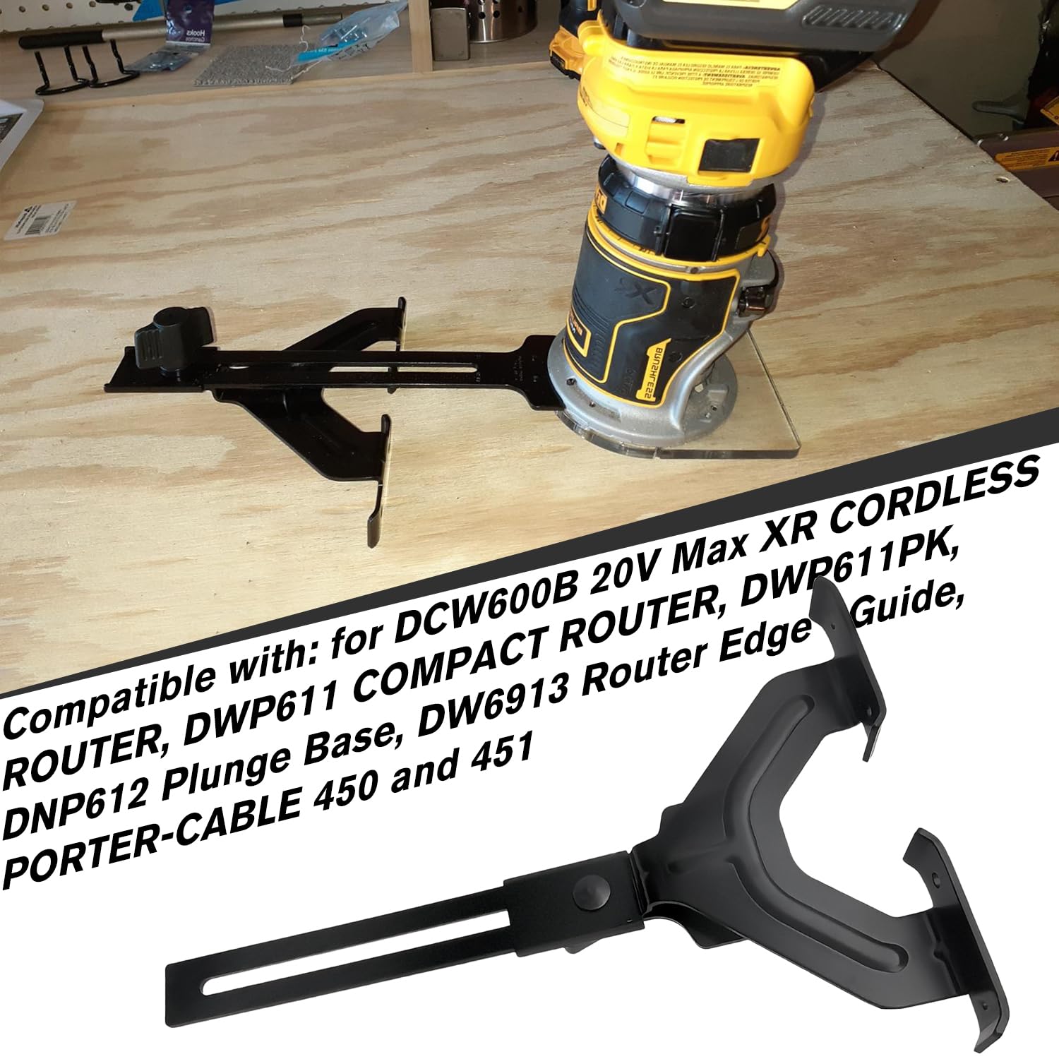 DNP618 Edge Guide Compatible With DEWALT DCW600B 20V Max XR CORDLESS ROUTER, DWP611 COMPACT ROUTER, DWP611PK, DNP612 Plunge Base, DW6913 Router Edge Guide, PORTER-CABLE 450 and 451