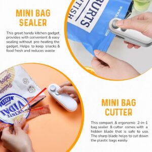 KITCHNEED'S MINI BAG SEALER, Preserve Freshness and Reduce Food Waste,2-in-1 Sealer & Cutter, Rechargeable, Quick and Easy.