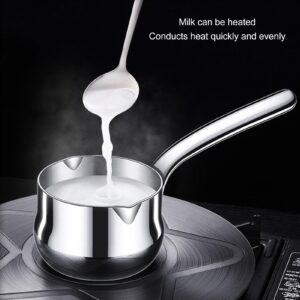 Butter Warmer, 12oz Stainless Steel Milk Warmer Pot with Dual Pour Spouts Mini Sauce Pan for Chocolate Melting Coffee Soup Warming