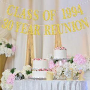 Happy 30th Anniversary Banner, Class of 1994, 30 Years Later, Class Reunion Party Decorations Gold Glitter