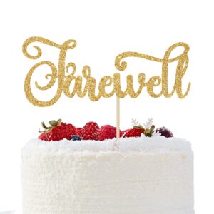 farewell cake topper, we will miss you, farewell cake decorations, graduation/going away/retirement/goodbye party decorations, gold glitter