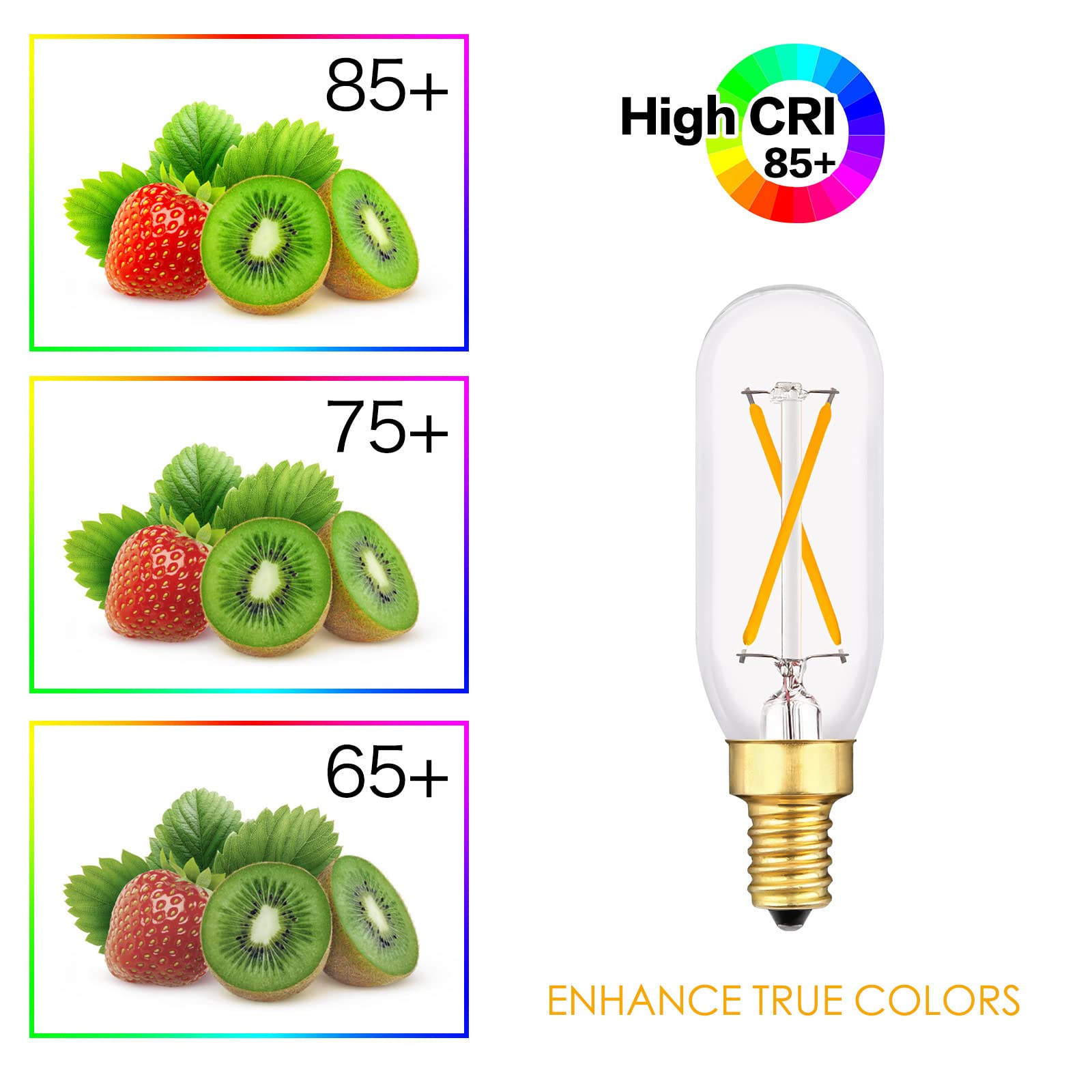 Vintage Dimmable T6 LED Bulb, 25W Equivalent/ 2 Watt, Antique E12 Edison Candelabra Light Bulbs, 2700K Soft Warm White T8/T25 Small Tubular Chandelier Lamp, 4 Pack