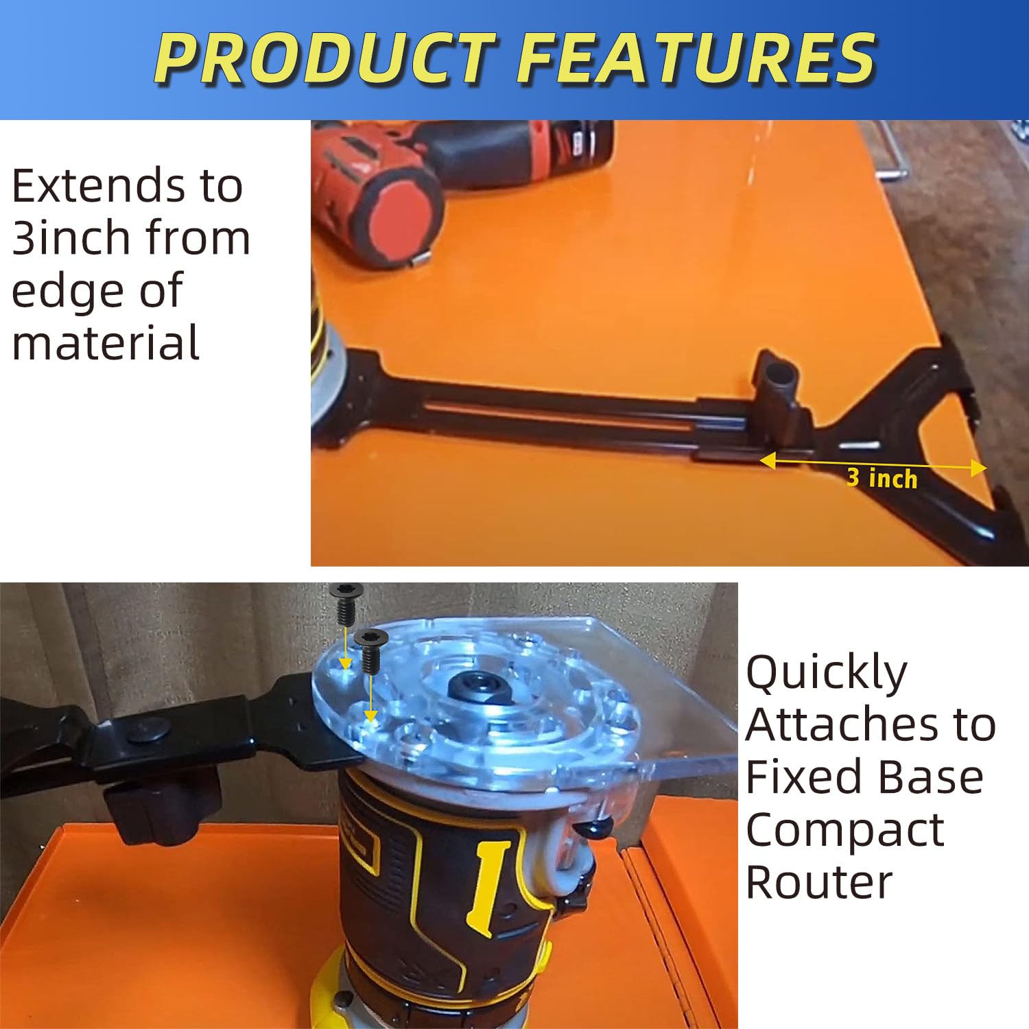 DNP618 Edge Guide Compatible With DEWALT DCW600B 20V Max XR CORDLESS ROUTER, DWP611 COMPACT ROUTER, DWP611PK, DNP612 Plunge Base, DW6913 Router Edge Guide, PORTER-CABLE 450 and 451