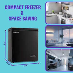 DEMULLER Chest Freezer, Small Deep 4.0 Cubic Feet Black Freezers, Compact Top Open Door Freezer with Electronic Panel, Temp Range -12 ℉ to 50 ℉, Two Storage Wire Baskets, Manual Defrost