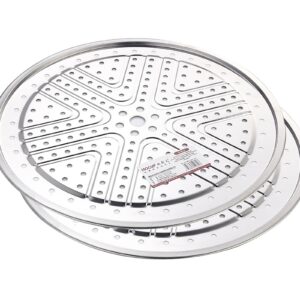 Steaming Plate, 2 Pack 10 Inch Round Food Grade Stainless Steel Steamer Plate for Food Steaming in Kitchen and Outdoors (26 cm)