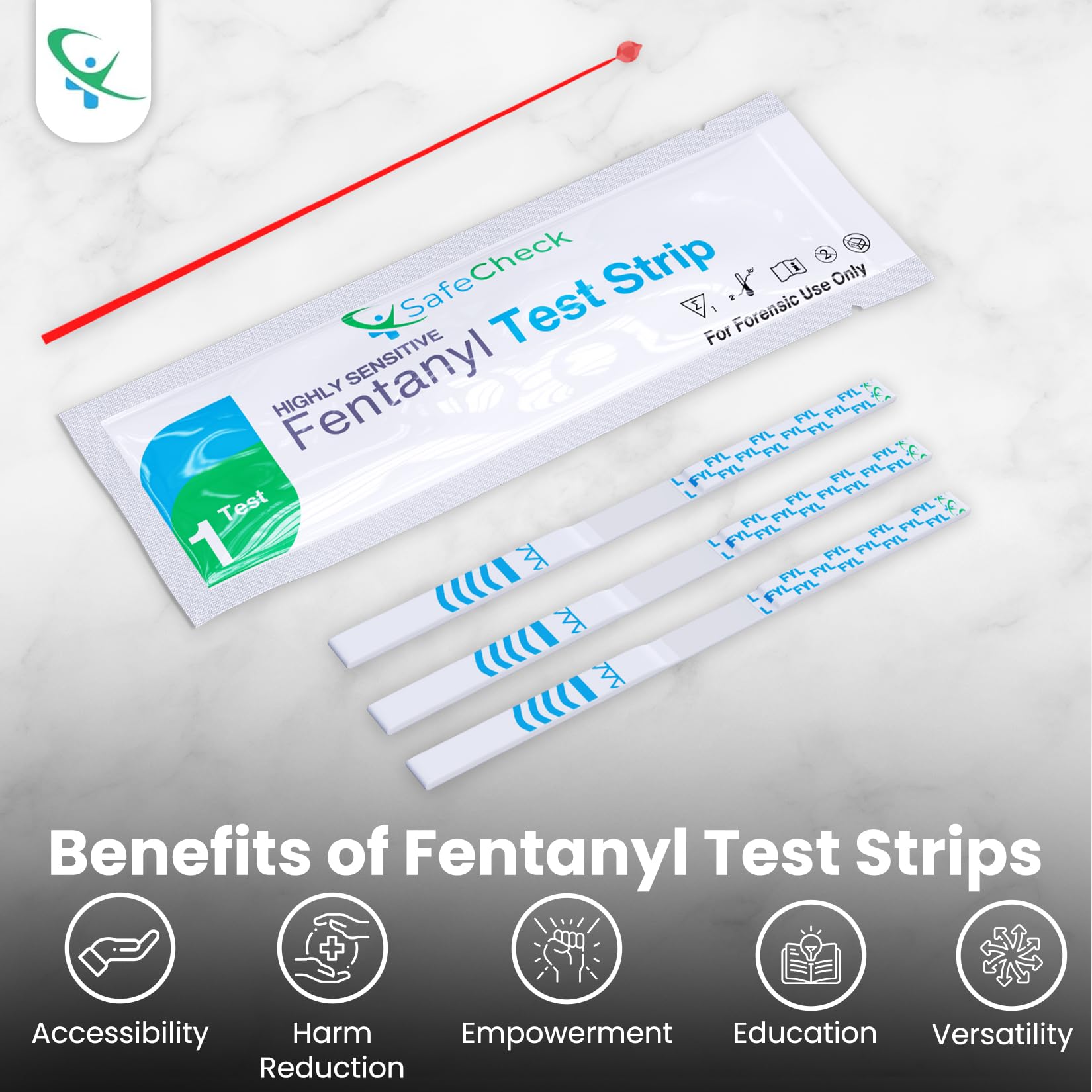 Fentanyl Test Strips 5 Pack | SafeCheck Highly Sensitive Fentanyl Test Strips for Testing Drugs | Fentanyl Testing Strips for Pills, Powders | Fentanyl Test Kit | 10ng/mL Cutoff