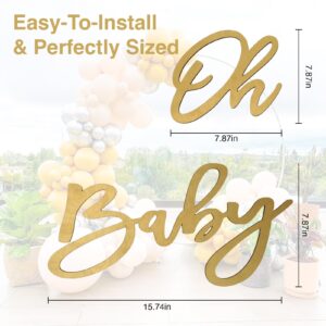 Cute Oh Baby Sign - Wooden Baby Shower Sign with Gold Painted Letters - Adorable Baby Banner for Gender Reveal Party Decor, Baby Shower Decorations - Stylish Photo Backdrop for Baby Boy and Baby Girl