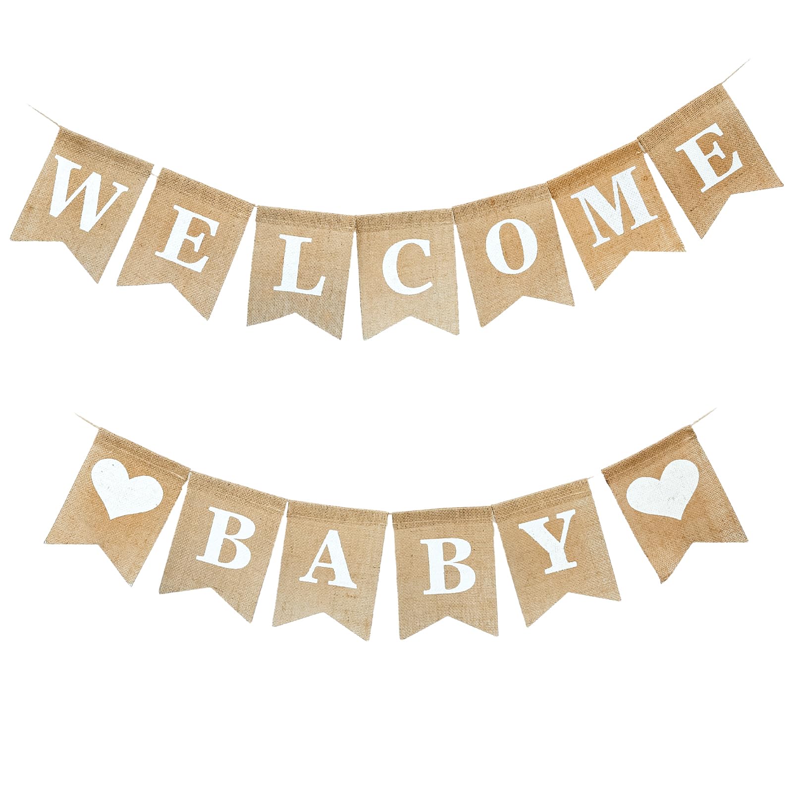 Welcome Baby Sign - Pre-Strung Burlap Welcome Baby Banner - Elegant Baby Announcement Sign for Boy and Girl - Newborn Birth Hospital Signs - Baby Arrival Banners - Adorable Baby Shower Decor