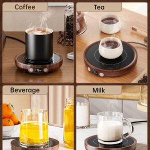 SWEETFULL Mug Warmer, 36W Coffee Cup Warmer for Desk with 3-Temp Settings Display, 2-12H Timer, Candle Warmer Plate, Coffee Accessories for Women Men Mom Dad - Wood