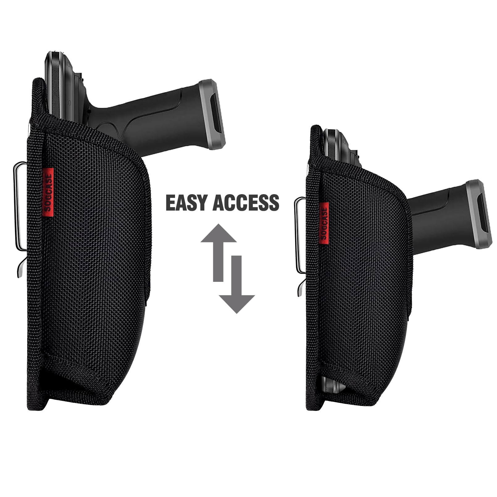 SOGCASE Scanner Holster Handle Series - Thick Quality, Large, Heavy Duty, Sturdy Metal Belt Clip, Durable, Pocket-Friendly, Compatible with Zebra Barcode, Black