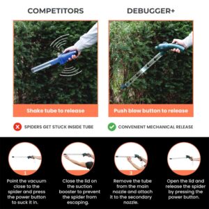 Rechargeable Spider Catcher Strong Suction Blows Insects Back Out Long Handle Vacuum Humane Bug Catcher LED Light Insect Hoover Bees Moths for Home