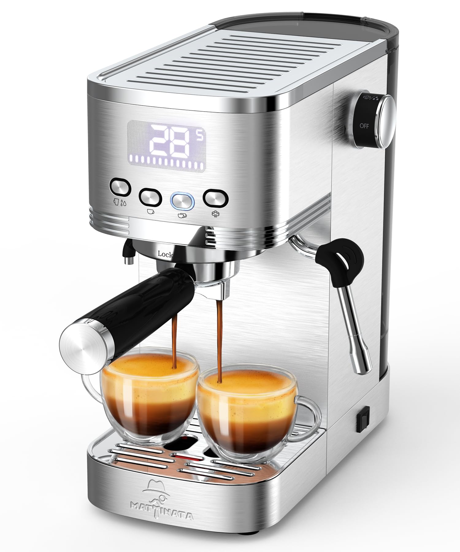 MAttinata Espresso Machine 20 Bar, Espresso Maker with Milk Frother and Hot Water Wand for Cappuccino, Latte, Americano, Stainless Steel