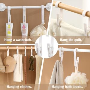 Realand 10pcs Large Clothes Pins with Hooks - Sturdy Laundry Hooks with Clips, Reversible Closet Bathroom Hanging Clips for Towel Shower Curtain Boot Hangers Sock Robe