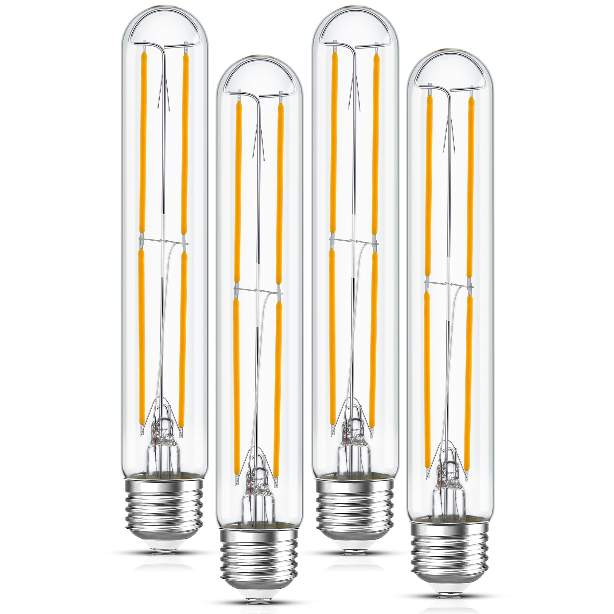 Sphoon Tubular Light Bulb 7.3 Inch Dimmable T10 LED Bulb E26 6W 60 Watts Edison Bulbs 2700K Solf White,185mm Long for Wall Sconces, Pendant, Livingroom, 4-Pack