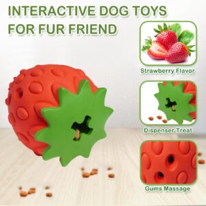 MITOCAPY Strawberry Dog Puzzle Toy, Interactive Dog Toys for Small Medium Large Dogs, Treat Dispensing Dog Toys, Dog Chew Toys for Moderate Chewers, Dog (Red)