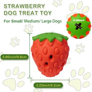 MITOCAPY Strawberry Dog Puzzle Toy, Interactive Dog Toys for Small Medium Large Dogs, Treat Dispensing Dog Toys, Dog Chew Toys for Moderate Chewers, Dog (Red)